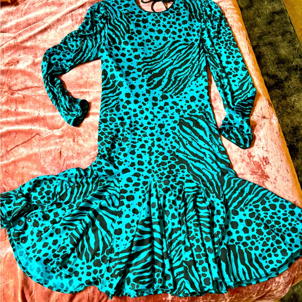 Vintage JULIE DUROCHE AFTER FIVE Backless Leopard 80’s Evening Cocktail Dress 🖤